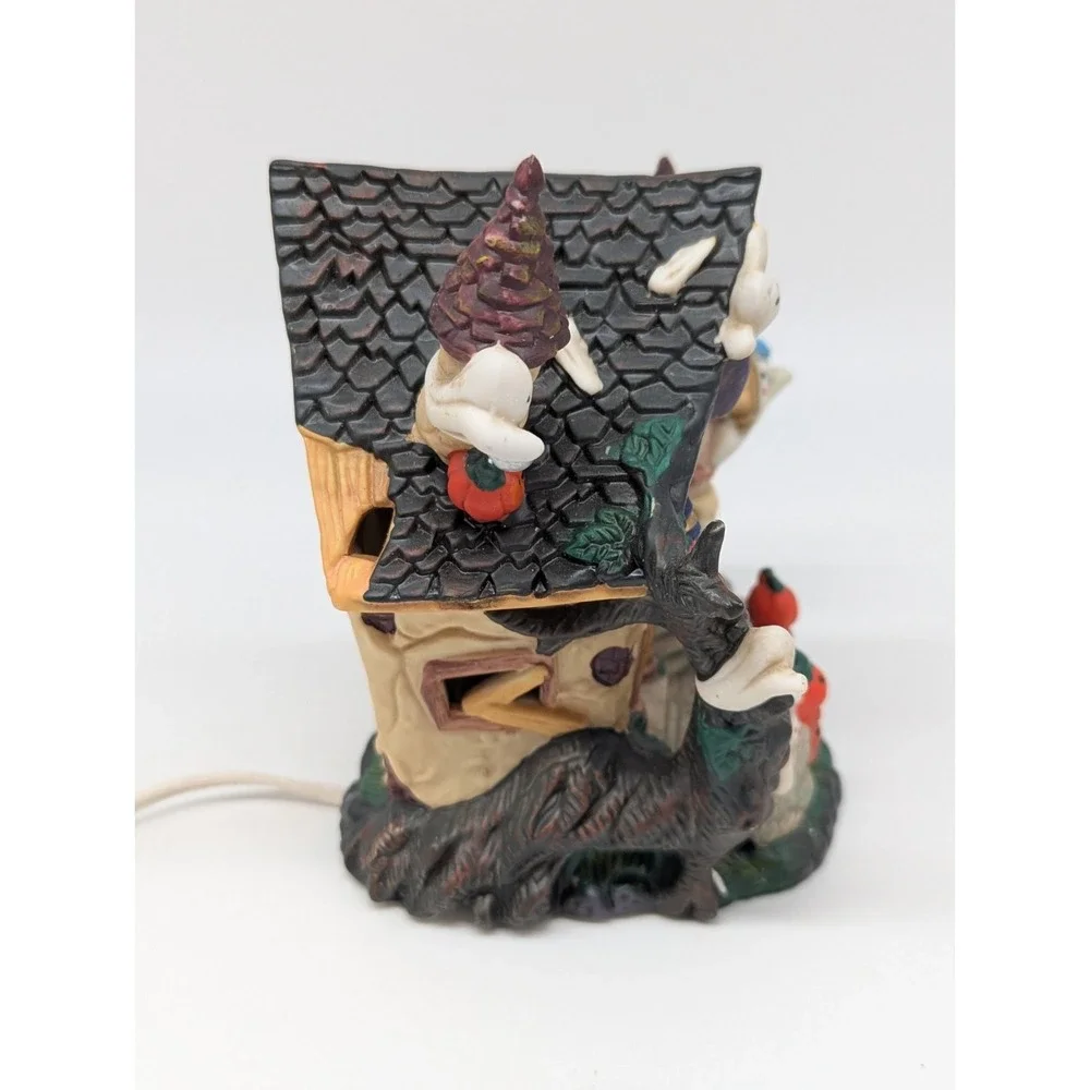 Vtg Spooky Hollow Haunt Hospital Porcelain Halloween Village Lighted House Town